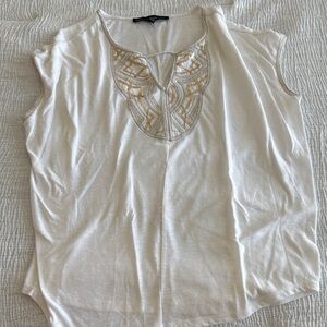 White House Black Market White and Gold Blouse